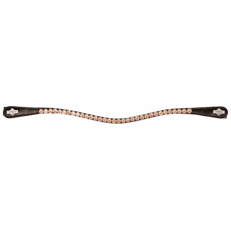 LeMieux Classic Diamante Browband - Brown Leather Rose